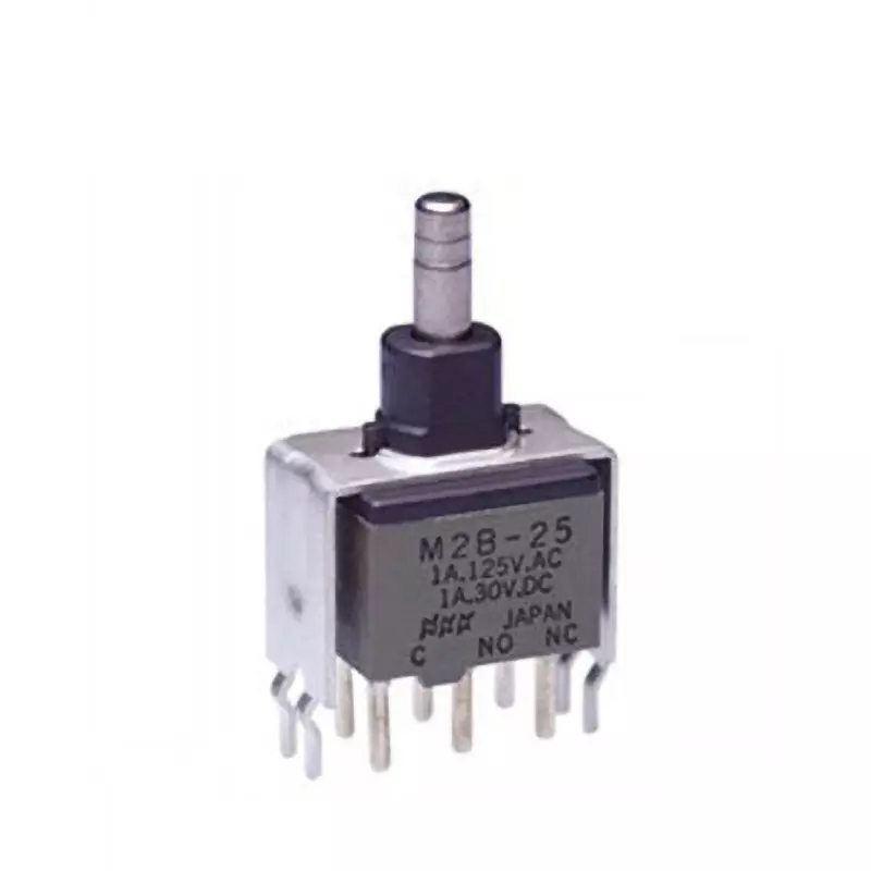 NKK SWITCHES M2 Push Button Switch Printed Circuit Board Straight with Bracket Mount 2-Pole Double Throw, M2B-25ABB2