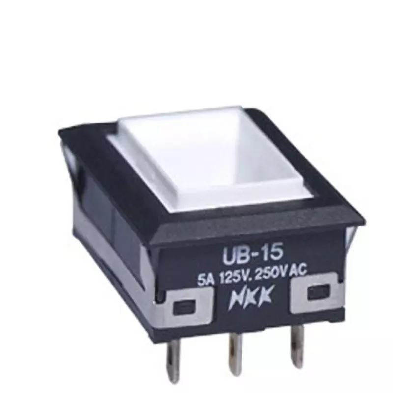 NKK SWITCHES UB Rectangular Illuminated Push Button Switch Solder Terminal Single Pole Double Throw, UB-15H1NNKS1R