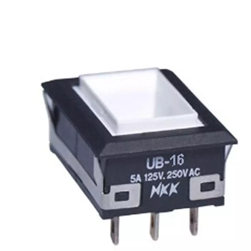 NKK SWITCHES UB Rectangular Illuminated Push Button Switch Solder Terminal Single Pole Double Throw, UB-16H1NNKG4M