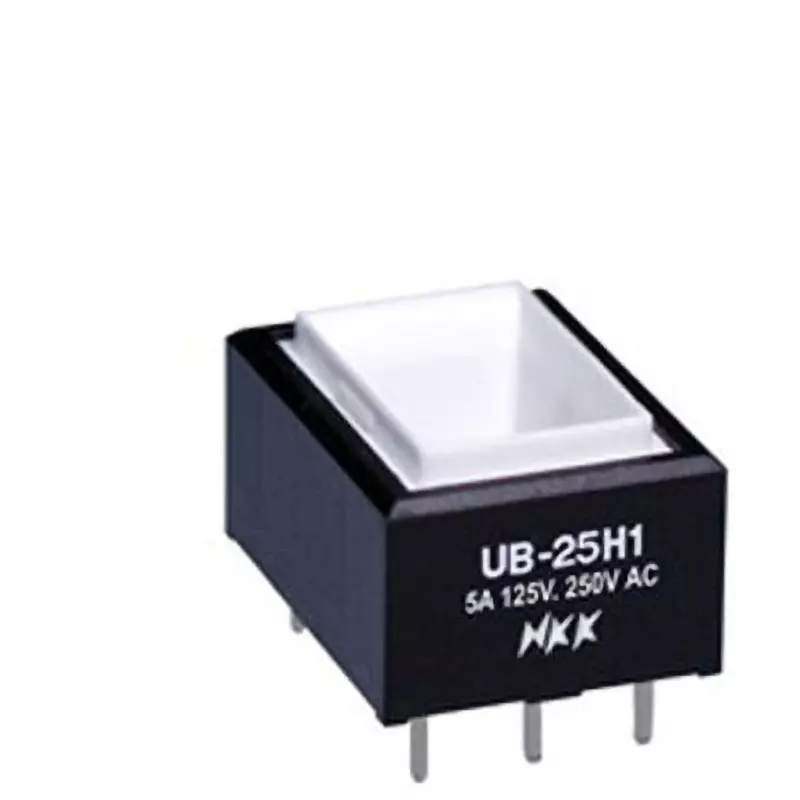 NKK SWITCHES UB Rectangular Illuminated Push Button Switch Printed Circuit Board Straight 2-Pole Double Throw, UB-25H1RNKP1Y