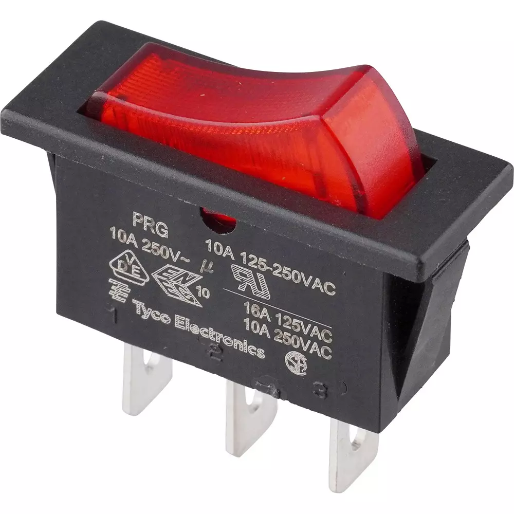 TE CONNECTIVITY Rocker Switch (Terminal) 10 Rated Current Panel Mounting 125 AC Rated Voltage, 1634202-5