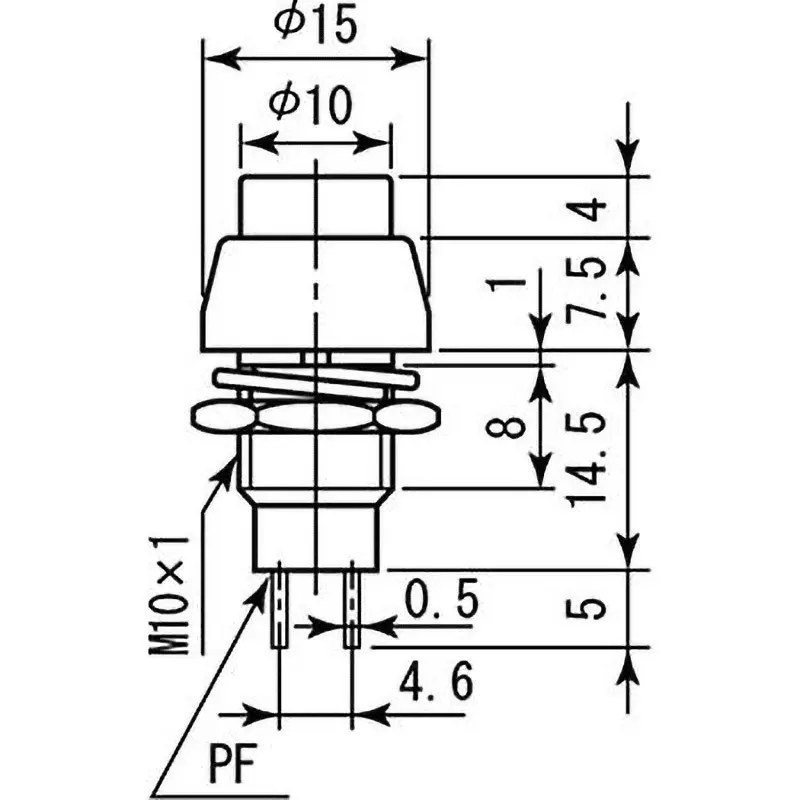 MIYAMA ELECTRIC Non-Illuminated Type Push Button Switch 10 mΩ or less (MAX) AC 1500 V for 1 minute, DS-463-K