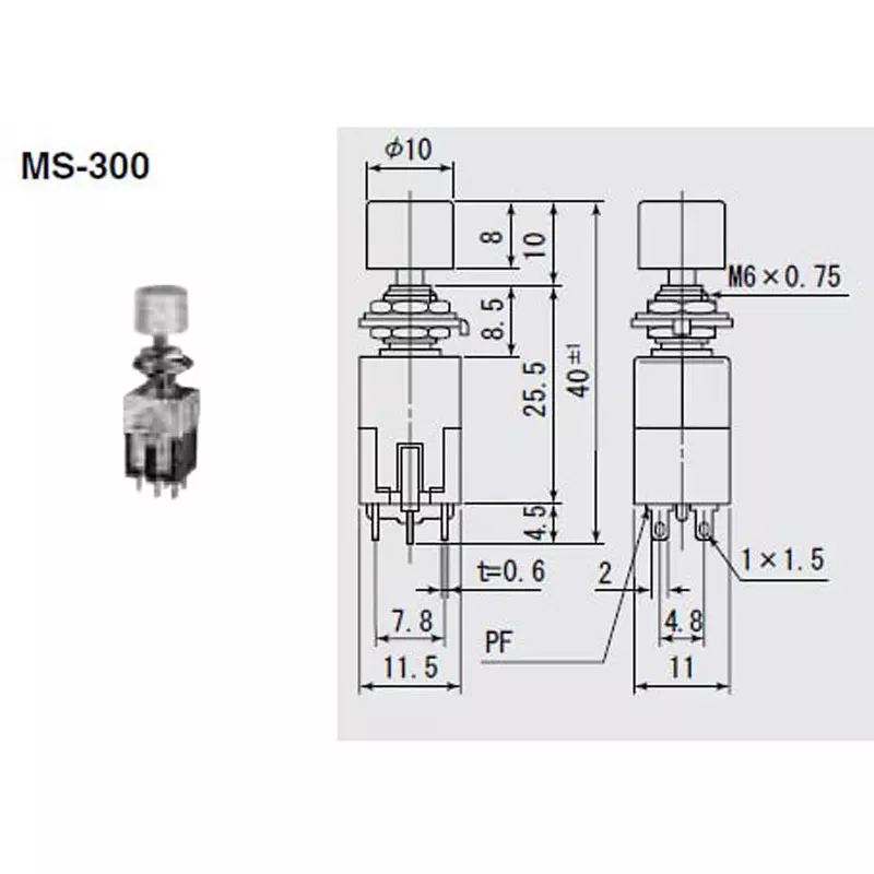 MIYAMA ELECTRIC Push Button Switch Double pole double throw AC.125 V-3 Amp, MS300-K