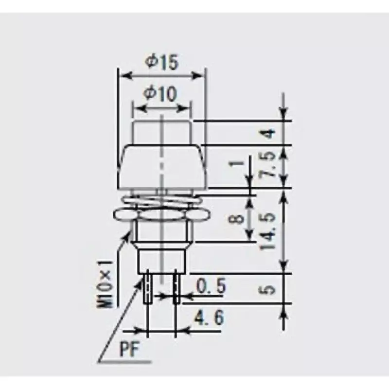 MIYAMA ELECTRIC Push Button Switch Single pole single throw AC 125 V-3A, AC 250 V-1 Amp, DS463-W