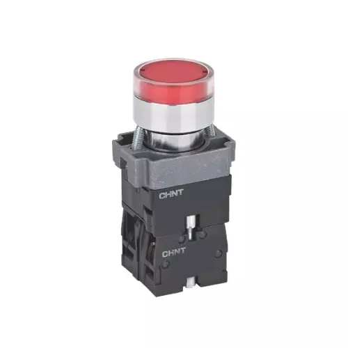 Chint NP2 Momentary Flush Pushbutton 1NO+1NC Contact Illuminated Type IP40 Red Color, 574267