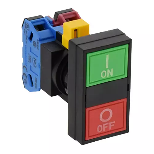 IDEC HW Series 2-Point Push Button Switch with No Indicator Light Φ22 mm, HW7D-B121001GR