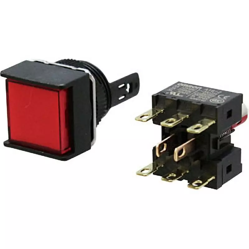 Omron Alternate Type Pushbutton Switch LED Illumination 2C Contact Φ16 mm Mounting Hole Diameter, A165L-ARA-24D-2