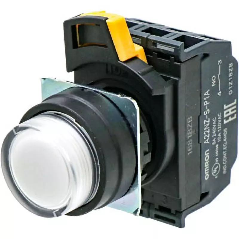 Omron Alternate Type Pushbutton Switch White 2A Contact Configuration Φ22 mm Mounting Hole Diameter, A22NL-BPA-TWA-P101-WC