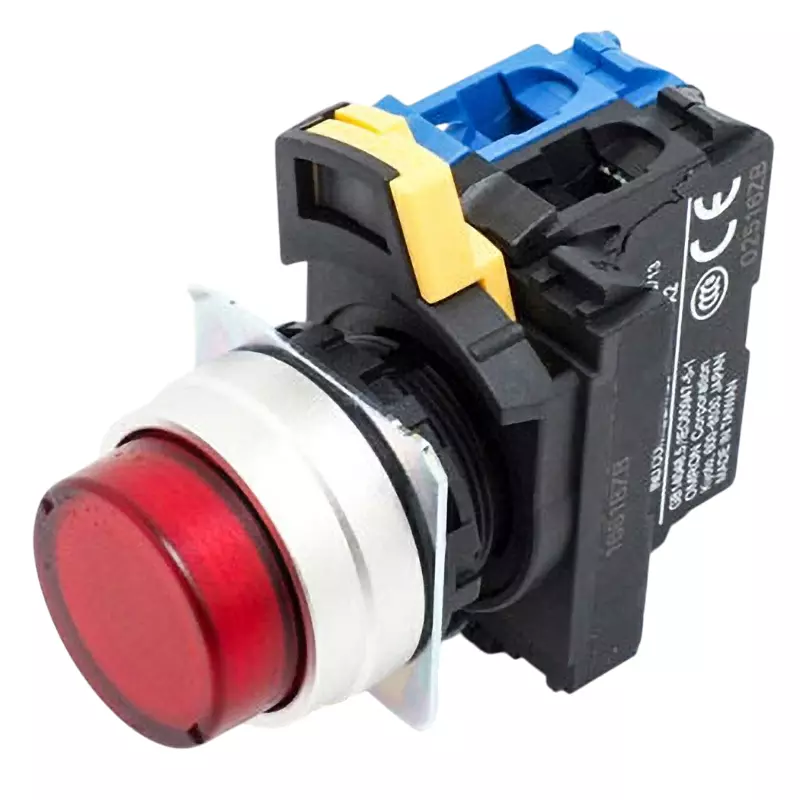 Omron Alternate Type Pushbutton Switch Red 1A Contact Configuration Φ22 mm Mounting Hole Dia, A22NL-MPA-TRA-G100-RB