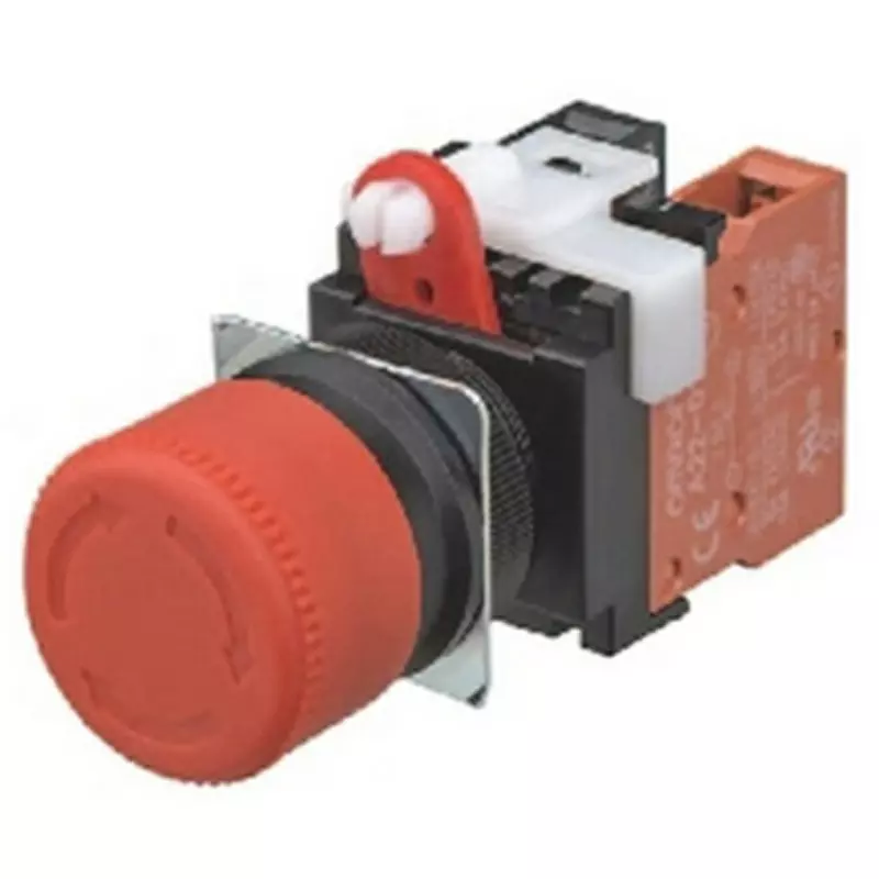 Omron Emergency Stop Pushbutton Switch Φ22/25 mm Mounting Hole Diameter, A22E-S-02