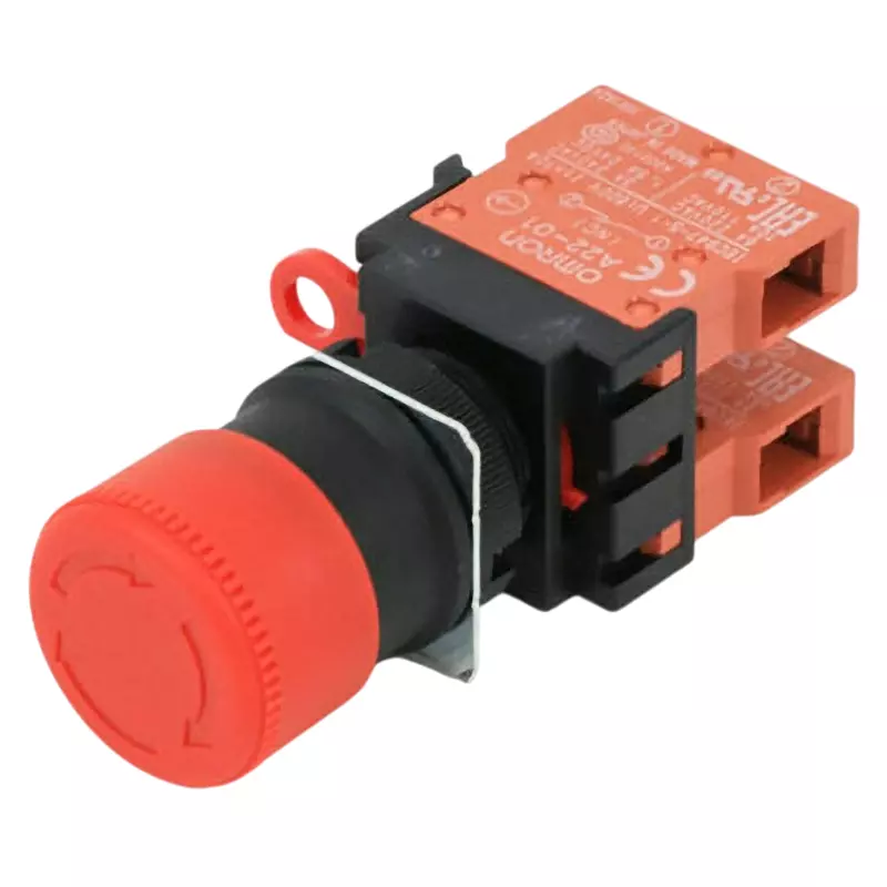 Omron Emergency Stop Pushbutton Switch Φ22/25 mm Mounting Hole Diameter, A22E-S-02