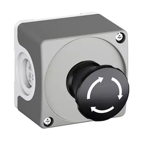 ABB Enclosure with Black Mushroom Pushbutton 1NO+1NC Twist Release, 1SFA619811R2001