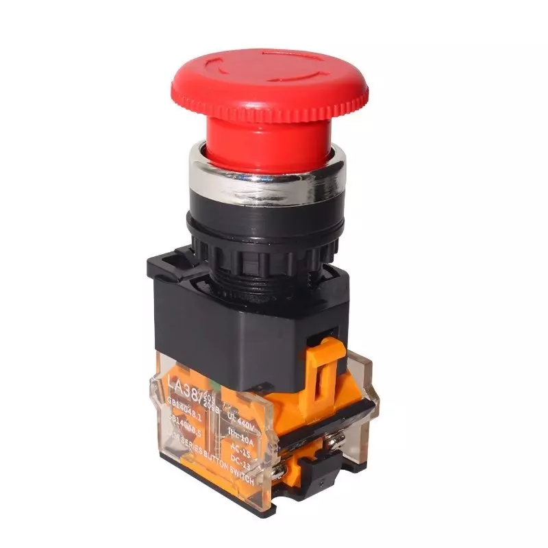 Sibass Electric Mushroom Push Button Push To Lock, Rotate Clockwise to Release (Stayput) LA Series 22.5 mm Dia. With CE Mark, SE-LA3811 ZS (Pack of 500)