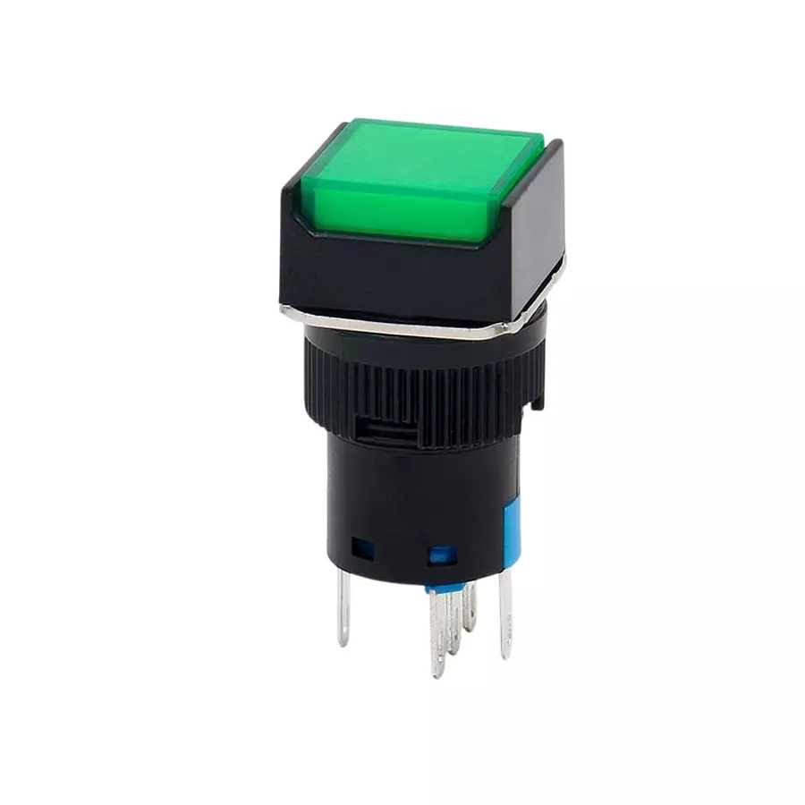 Sibass Electric Square Illuminated Momentary Push Button Green 24/220 V, SE-TA16-11DF (Pack of 200)