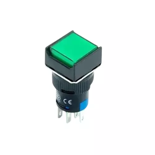 Sibass Electric Square Illuminated Momentary Push Button Green 24/220 V, SE-TA16-11DF (Pack of 200)