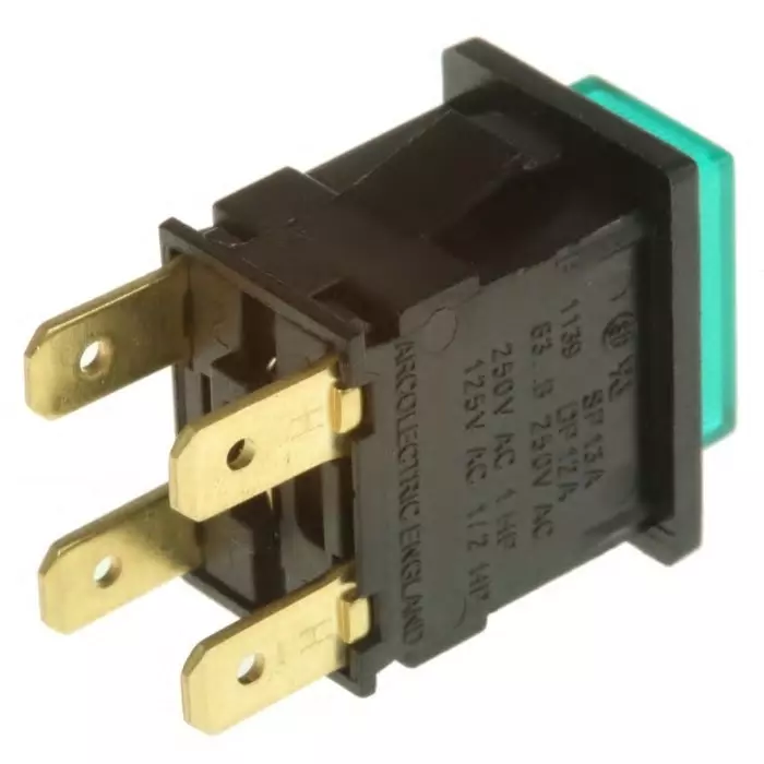 ARCOLECTRIC (BULGIN LIMITED) 8300 Series Illuminated Miniature Push Button Switch Latching Panel Mount DPDT Green LED, H8353ABNABB