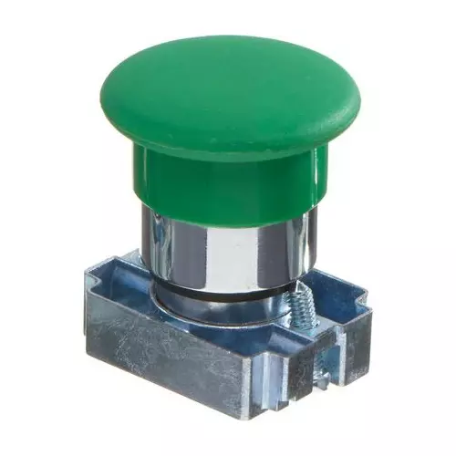 C&S Electric Mushroom Head Push Button with Carrier & Without Contact Elements Metallic Range Green, RCB2-BC3