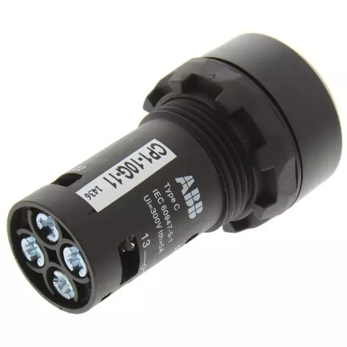 ABB Compact Series Push Button, Momentary, Panel Mount, 22mm Cutout, SPDT, 300V, IP69K, 1SFA619100R1072CP1-10G-11