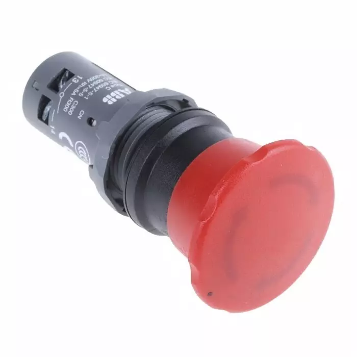 ABB 1SFA Series Twist Release Emergency Stop Push Button, Panel Mount, 22.5mm Cutout, 1 NO + 1 NC, IP66, IP67, IP69K, 1SFA619550R1071CE4T-10R-11