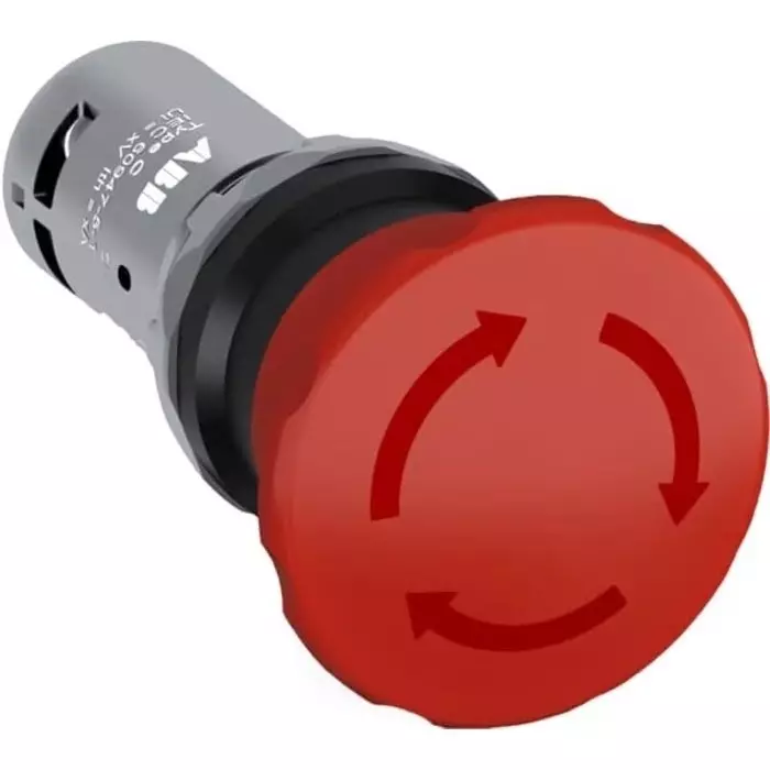 ABB 1SFA Series Twist Release Emergency Stop Push Button, Panel Mount, 22.5mm Cutout, 1 NO + 1 NC, IP66, IP67, IP69K, 1SFA619550R1071CE4T-10R-11