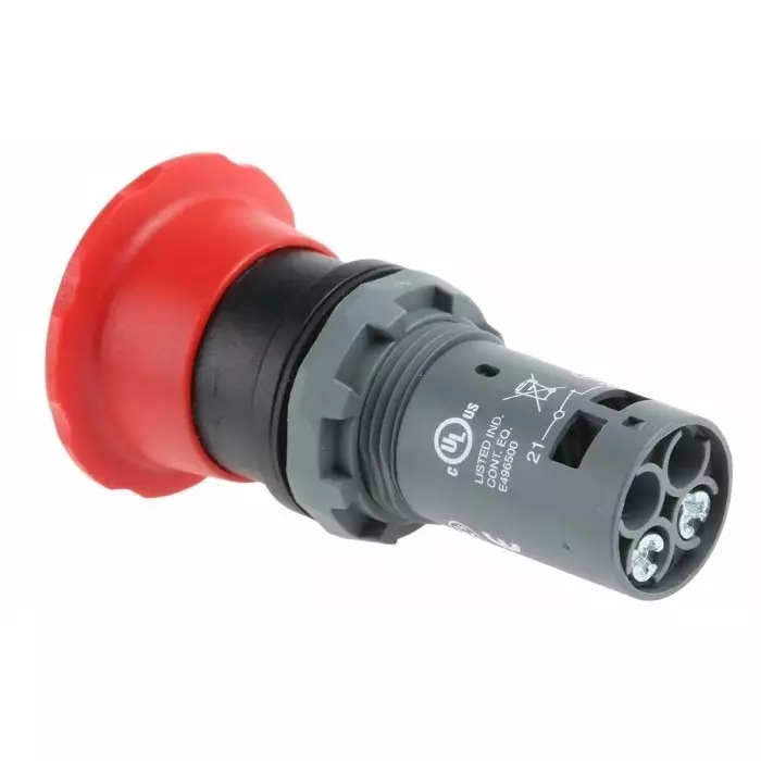 ABB 1SFA Series Twist Release Emergency Stop Push Button, Panel Mount, 22.5mm Cutout, 1NC, IP66, IP67, IP69K, 1SFA619550R1041CE4T-10R-01