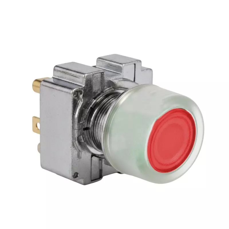 Kaycee Push Button Shround Actuator Booted Head Metal Red, KC2SAB1M