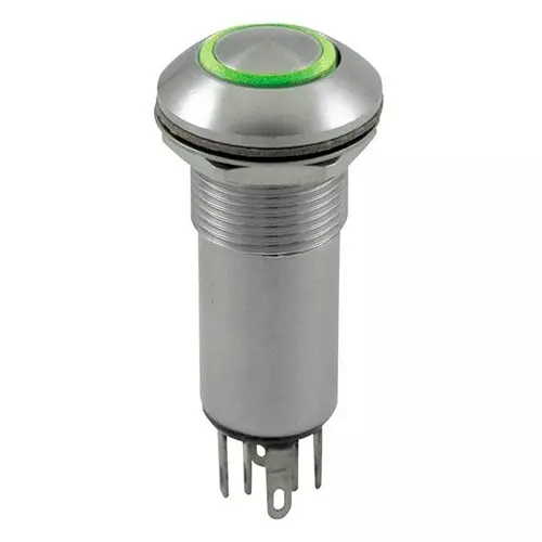 Otto Anti-Vandal Standard Switch Illuminated Quick Connect Termination 5 Amp Round Actuator 28 V DC, LP5-A13B312