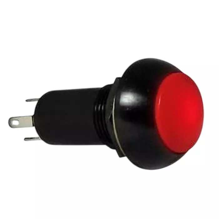 Otto Momentary Action Standard Switch Illuminated Solder Lug Termination 5 Amp Round Actuator 28 V DC, LP3-R1K321R
