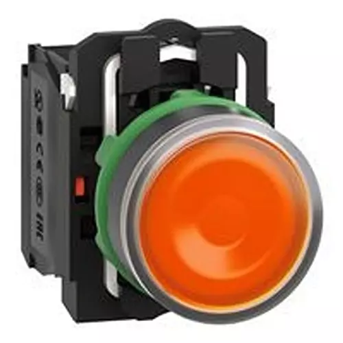 SCHNEIDER ELECTRIC Pushbutton Switch, ILLUM, NO/NC, 6A, 120V, ORG, XB5AW35B5