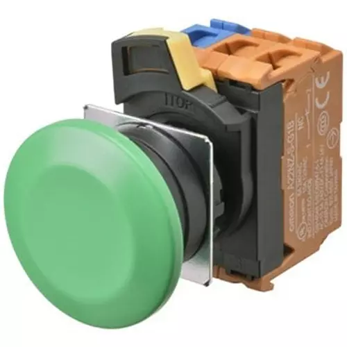 Omron Pushbutton Switch Momentary Mushroom Non-illuminated Green, A22NN-BMM-NGA-G100-NN