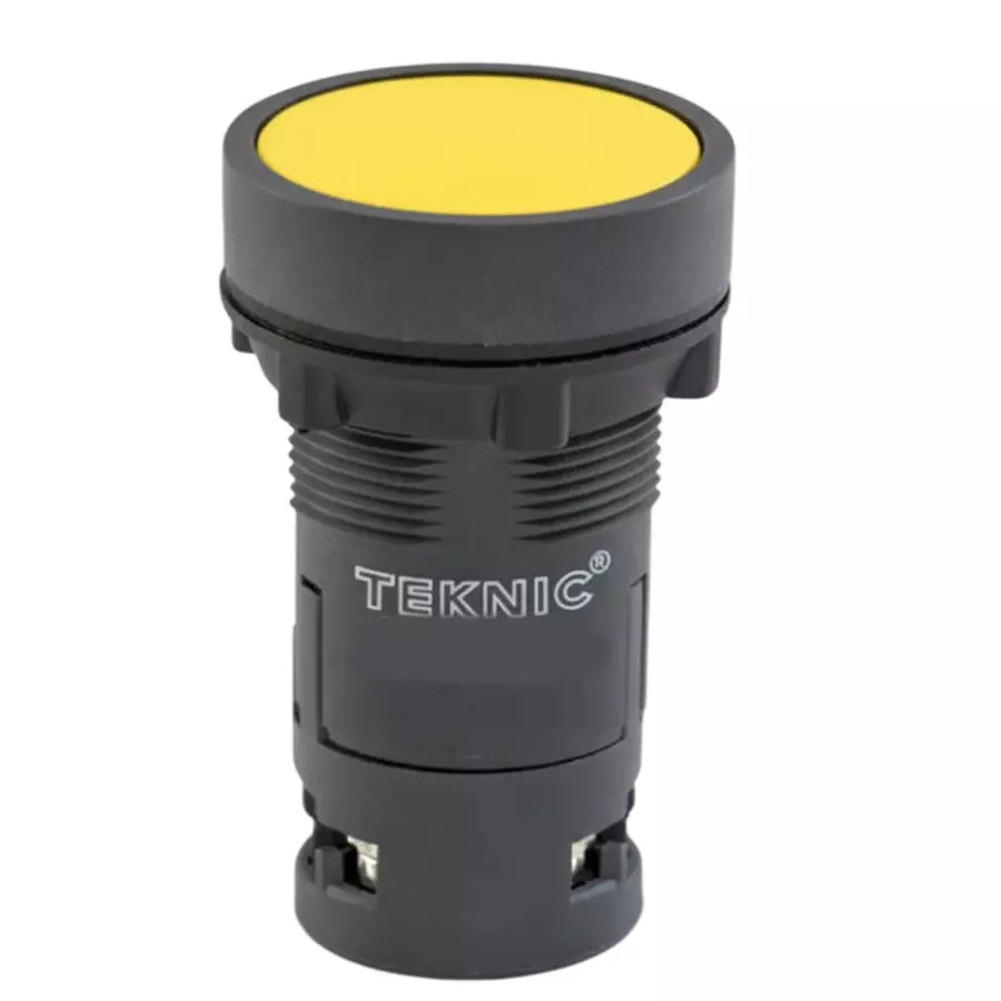Teknic Economy Momentary Flush Push Button 1 NO 240 VAC Yellow, 3PSF810