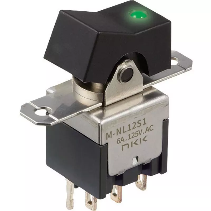 NKK SWITCHES Rocker Switch 1 Pole Rocker Type Mechanism, M-NL13S1WLR