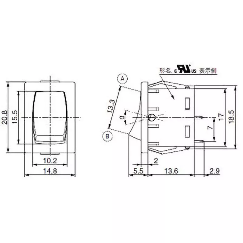 NKK SWITCHES Non-IlluminatedRocker Switch 1 Pole, CW-SA11KKNGS