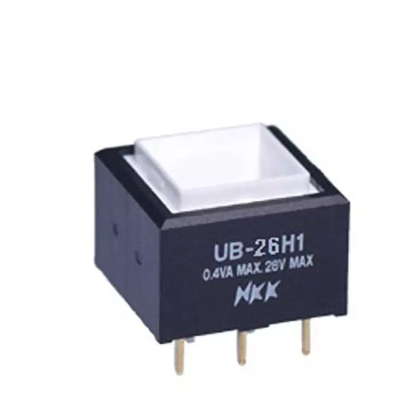 NKK SWITCHES UB Square Illuminated Push Button Switch Printed Circuit Board Straight 2-Pole Double Throw, UB-26H1SKP4Y