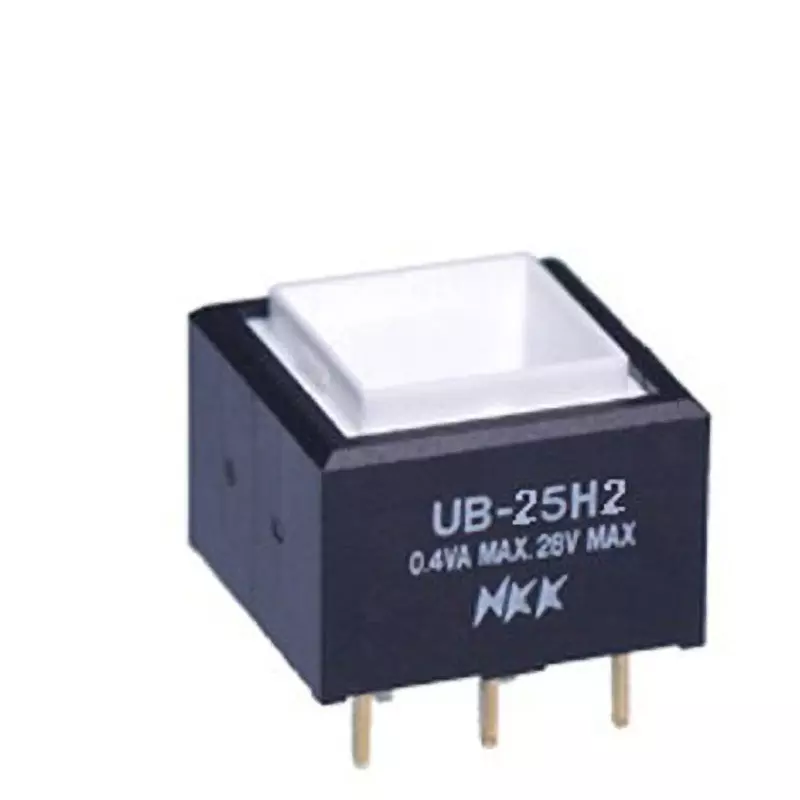 NKK SWITCHES UB Square Illuminated Push Button Switch Printed Circuit Board Straight 2-Pole Double Throw, UB-25H2SKP4W