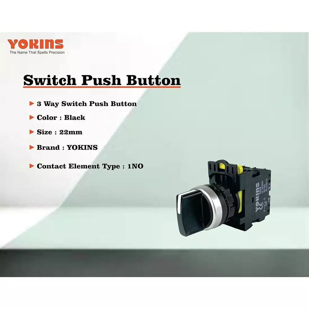 yokins-switch-maintained-push-button-3-way-position-eb2m-a-20xs-22mm-black-color-with-spring-return-with-2no-copper-silver-contacts