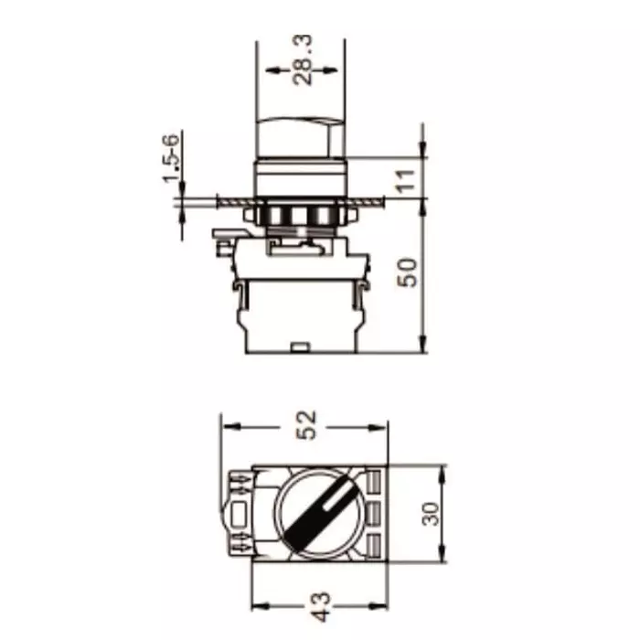 yokins-switch-maintained-push-button-3-way-position-eb2m-a-20xs-22mm-black-color-with-spring-return-with-2no-copper-silver-contacts