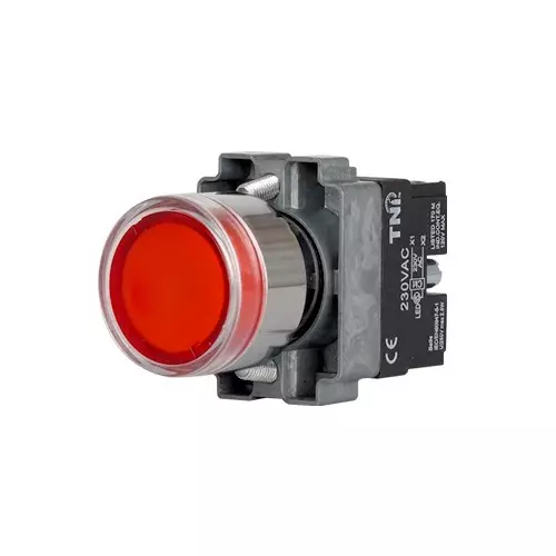 TNI Illuminated Push Button Metal Body Red Color 22.5 mm Cut Out Diameter and 24 V DC Voltage, AM22L-D24-R