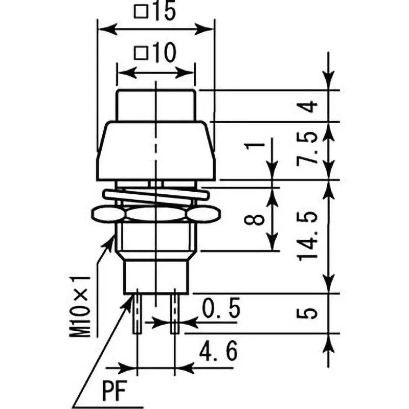 MIYAMA ELECTRIC Non-Illuminated Type Push Button Switch 10 mΩ or less (MAX) AC 1500 V for 1 minute, DS-453-W