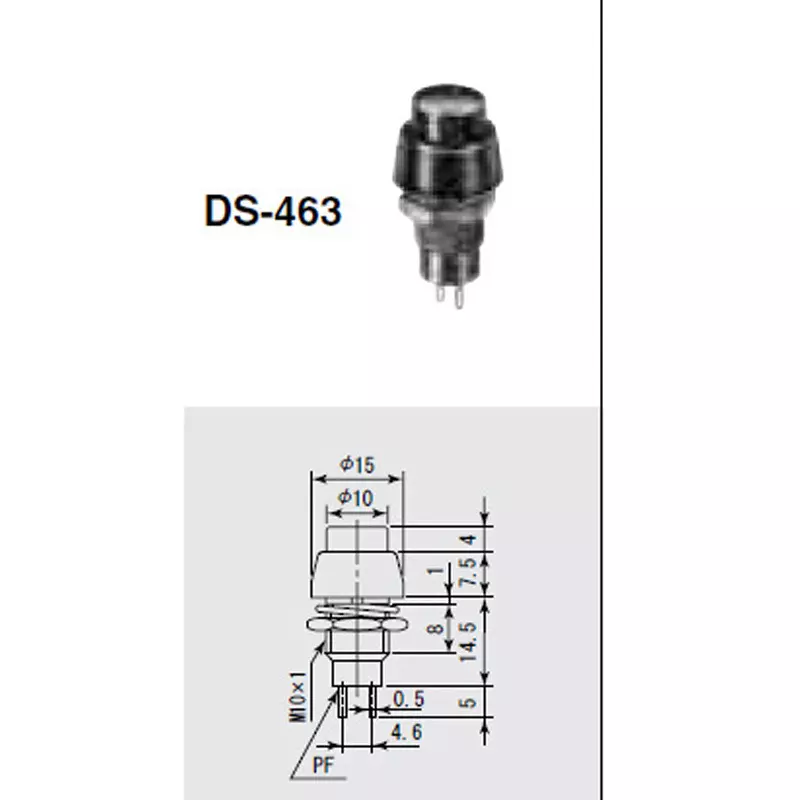 MIYAMA ELECTRIC Push Button Switch Single pole single throw AC 125 V-3A, AC 250 V-1 Amp, DS463-K