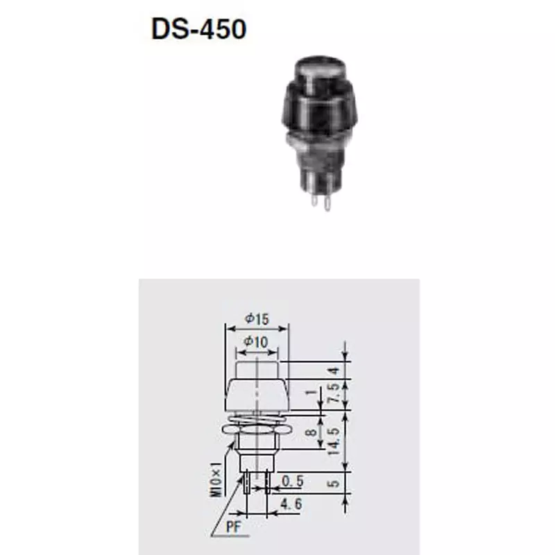 MIYAMA ELECTRIC Push Button Switch Single pole single throw AC 125 V-3A, AC 250 V-1 Amp, DS450-W