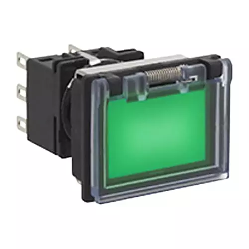 IDEC Flash Silhouette LB Series Illuminated Push Button Switch Rectangular, LB8GL-A1T54WG