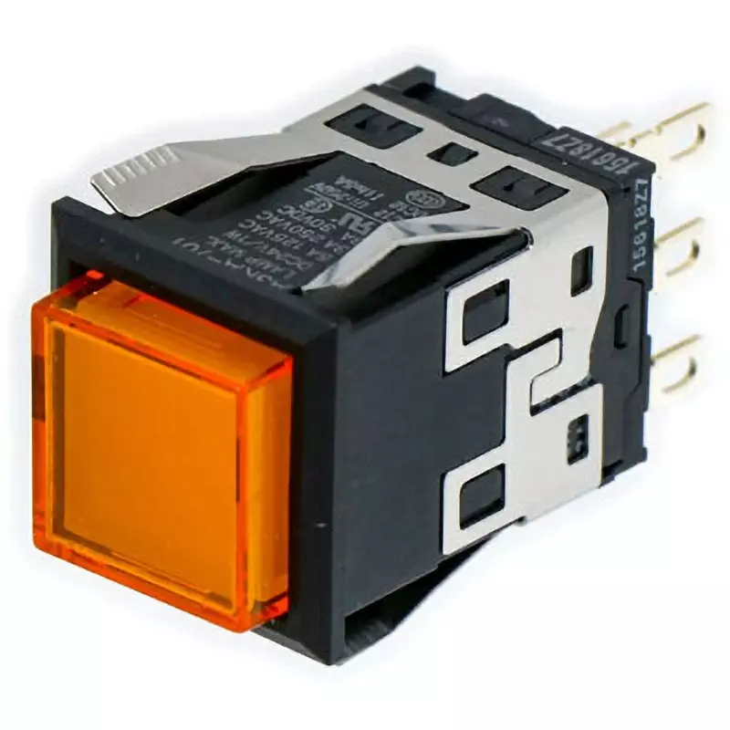 Omron Momentary Type Pushbutton Switch LED Illumination 1C Square Button Approx. 3 mm Overall Movement, A3KA-90A1-05EY