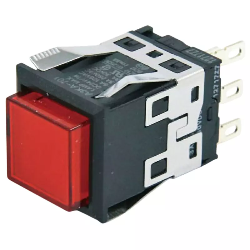Omron Momentary Type Pushbutton Switch LED Illumination 1C Square Button Approx. 3 mm Overall Movement, A3KA-90A1-24ER
