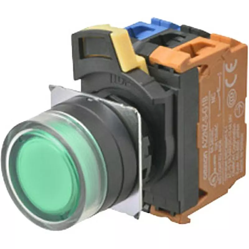 Omron Alternate Type Pushbutton Switch Yellow 2B Φ22 mm Hole Diameter, A22NL-BGA-TYA-G202-YD