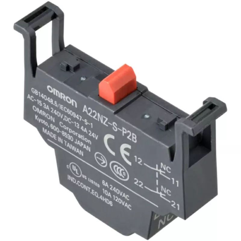 Omron Push-In Plus Terminal Block Pushbutton Switch Unit Φ22 mm Mounting Hole Diameter, A22NZ-S-P2B