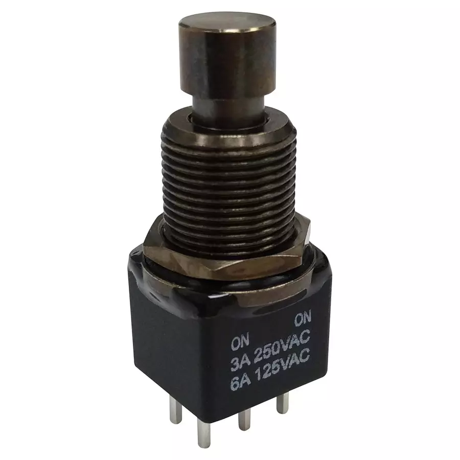 MULTICOMP PRO Standard Pushbutton Switches PB SW, DPDT, 6A, 125VAC/28VDC, PANEL, TH, MP-PB10-BAA2QE-4.