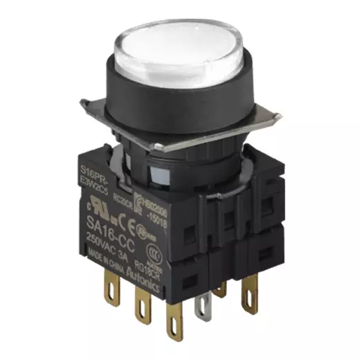 Autonics Push Button Switch White 250 VAC, S16PR-E3W2C24