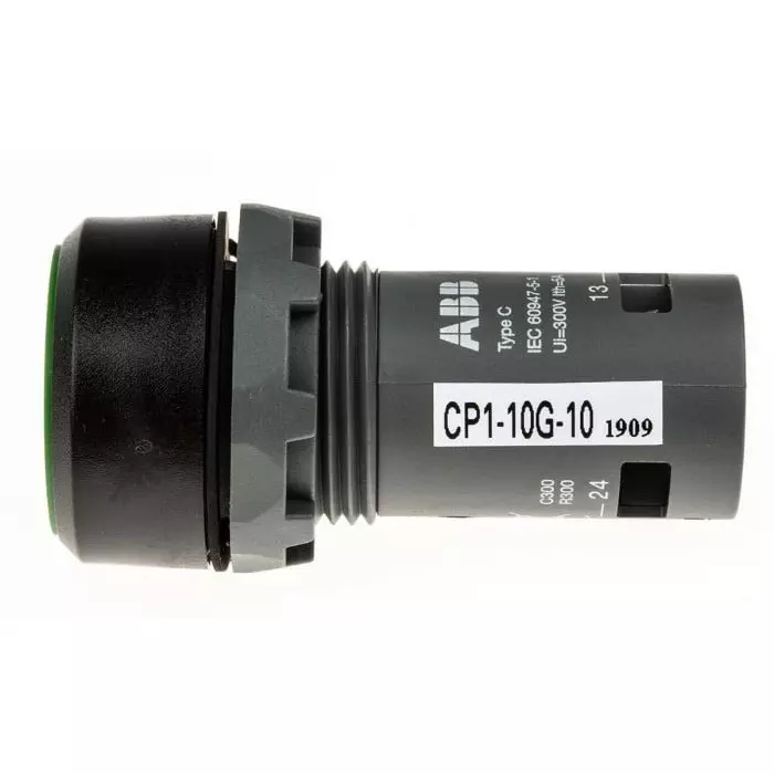 ABB Compact Series Push Button, Momentary, Panel Mount, 22mm Cutout, SPST, 300V, IP69K, 1SFA619100R1012CP1-10G-10