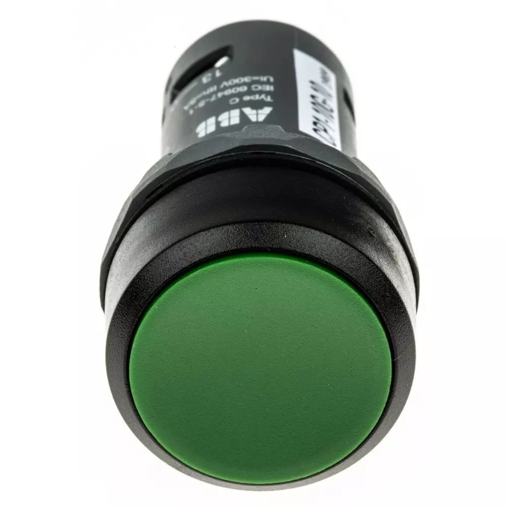 ABB Compact Series Push Button, Momentary, Panel Mount, 22mm Cutout, SPST, 300V, IP69K, 1SFA619100R1012CP1-10G-10